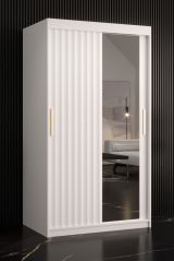 Armoire à vêtements stylée avec une porte à miroir Balmenhorn 73, Couleur : Blanc mat - Dimensions : 200 x 100 x 62 cm (h x l x p), avec cinq casiers