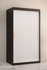 Armoire moderne au design épuré Balmenhorn 03, Couleur : Noir mat / Blanc mat - Dimensions : 200 x 100 x 62 cm (h x l x p), avec cinq casiers et deux tringles à vêtements