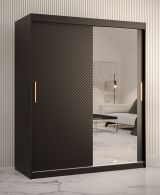 Armoire exceptionnelle avec cinq casiers Balmenhorn 36, Couleur : Noir mat - Dimensions : 200 x 150 x 62 cm (h x l x p), avec une porte à miroir