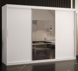 Armoire avec une porte miroir Balmenhorn 45, Couleur : Blanc mat - Dimensions : 200 x 250 x 62 cm (h x l x p), avec trois portes
