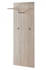 Portemanteau avec deux crochets et une barre de penderie Bratteli 11, couleur : chêne soonia - dimensions : 157 x 60 x 28 cm (h x l x p), avec étagère
