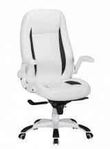 Chaise de bureau confortable Apolo 51, Couleur : Blanc / Noir, avec accoudoirs réglables