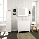Meuble de salle de bains - Set B Dindigul, 3 pièces y compris lavabo / vasque, couleur : blanc mat