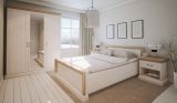 Chambre à coucher complète - Set E Badile, 4 pièces, couleur : blanc pin / brun