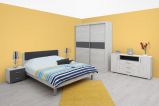 Chambre à coucher complète - Set F Bermeo, 6 pièces, couleur : blanc chêne / anthracite