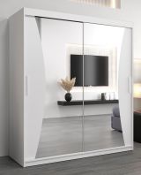 Armoire à portes coulissantes / Penderie Serbota 04 avec miroir, Couleur : Blanc mat - Dimensions : 200 x 180 x 62 cm ( H x L x P )