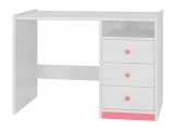 Bureau Milo 01, couleur : blanc / rose, pin massif - Dimensions : 77 x 110 x 60 cm (h x l x p)