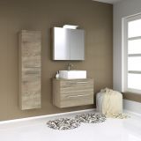 Meuble de salle de bains - Set F Bidar, 3 pièces avec lavabo, couleur : chêne
