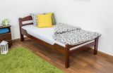 Lit simple "Easy Premium Line" K1/2n, hêtre massif verni brun foncé - couchette : 90 x 200 cm