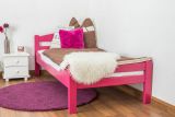 Lit simple "Easy Premium Line" K1/2n, en hêtre massif verni rose - couchette : 90 x 200 cm