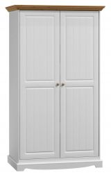 Armoire à portes battantes / penderie Gyronde 11, pin massif, Couleur : Blanc / Chêne - 190 x 108 x 65 cm (H x L x P)