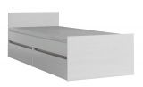 Lit simple / lit d'appoint Alwiru 03, couleur : blanc pin / gris - 90 x 200 cm (l x L)