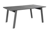 Table de salle à manger avec verre Lisbonne en aluminium - Couleur : aluminium gris, Dimensions : 1800 x 1000 x 760 mm
