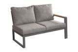 Canapé lounge 2 places droit Lisbonne en aluminium - Couleur aluminium : aluminium gris, Couleur du tissu : gris foncé