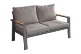Canapé lounge 2 places Lisbonne en aluminium - Couleur aluminium : aluminium gris, Couleur du tissu : gris foncé