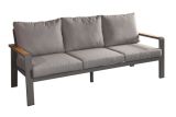 Canapé lounge 3 places Lisbonne en aluminium - Couleur aluminium : aluminium gris, Couleur du tissu : gris foncé