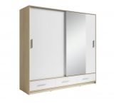 Armoire à portes coulissantes / armoire Ornos 02, couleur : chêne / blanc - Dimensions : 212 x 200 x 64 cm (H x L x P)