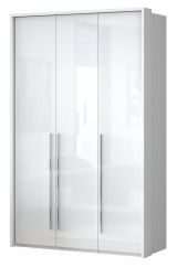 Armoire à portes battantes / armoire avec cadre Siumu 22, Couleur : Blanc / Blanc brillant - 226 x 142 x 60 cm (H x L x P)