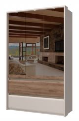 Armoire avec miroir Papauta 04, Couleur : Cachemire / Chêne foncé - Dimensions : 226 x 142 x 60 cm (h x l x p)
