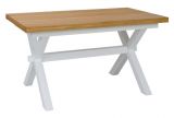 Table de salle à manger extensible Raska 02, Couleur : Chêne / Blanc - Dimensions : 145 - 185 x 85 x 77 cm (L x P x H)