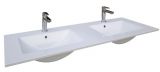 Salle de bain - double lavabo Bokaro 05, couleur : blanc - 18 x 121 x 45 cm (H x L x P)