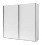 Armoire / penderie à portes coulissantes Lamia, Couleur : Blanc - Dimensions : 207 x 201 x 62 cm (H x L x P)