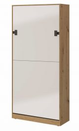 Lit armoire / Lit d'adolescent Garian 19 vertical, Couleur : Chêne / Blanc / Gris - couchage : 90 x 200 cm (l x L)