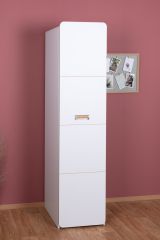 Chambre des jeunes - armoire à portes battantes / armoire Dennis 02, couleur : frêne / blanc - Dimensions : 188 x 45 x 52 cm (h x l x p)
