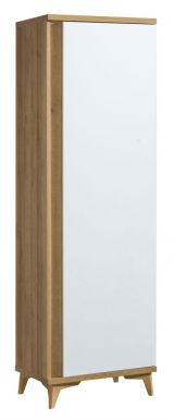 Armoire Chromis 02, Couleur : Chêne / Blanc brillant - Dimensions : 192 x 55 x 52 cm (H x L x P)