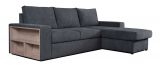 Canapé-lit d'angle Luanda 79, Couleur : Gris foncé - Dimensions : 235 x 158 cm (l x p)