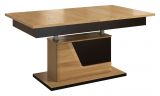 Table de salle à manger "Belica" 08, réglable en hauteur, couleur : chêne naturel / noir, partiellement massif - Dimensions : 59 - 77 x 130 - 218 x 80 cm (H x L x P)