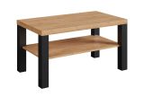 Table basse rectangulaire avec beaucoup d'espace de rangement "Temerin" 32a, Chêne doré Craft / Noir mat, 100 x 55 x 51 cm, table TV, table de salon