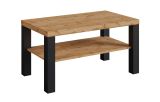 Grande table basse stable avec compartiment de rangement pratique "Temerin" 31a, Chêne Wotan / Noir mat, 115 x 65 x 51 cm, table de salon robuste et durable