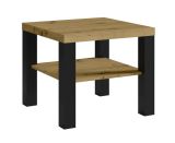 Petite table basse robuste avec compartiment de rangement pratique "Temerin" 30a, Chêne artisan / Noir mat, 60 x 60 x 51 cm, table TV stable pour le salon