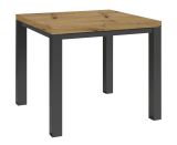 Petite table de salle à manger Varbas 01, carrée, Chêne artisan / Noir mat, 80 x 80 cm, convient bien comme table d'appoint et table de cuisine, bicolore, moderne