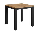 Table de salle à manger moderne bicolore Varbas 01, Chêne Wotan / Noir mat, 80 x 80 cm, aspect attrayant, carrée, peu encombrante, facile à combiner