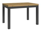 Table de salle à manger rectangulaire Varbas 02 avec pieds foncés, Chêne artisan / Noir mat, 120 x 80 cm, beaucoup d'espace de rangement, très stable, design bicolore