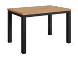 Table de salle à manger stylée Varbas 02, bicolore, Chêne doré Craft / Noir mat, 120 x 80 cm, construction robuste, table de cuisine durable, moderne