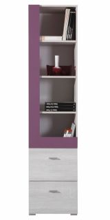 Chambre d'adolescents - Armoire "Emilian" 07, pin blanchi / violet - Dimensions : 195 x 45 x 40 cm (H x L x P)