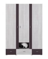 Chambre d'adolescents - armoire à portes battantes / armoire "Emilian" 01, pin blanchi / gris foncé - Dimensions : 195 x 140 x 50 cm (h x l x p)