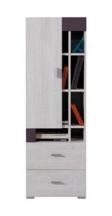 Chambre des jeunes - Commode "Emilian" 09, pin blanchi / gris foncé - Dimensions : 135 x 45 x 40 cm (H x L x P)