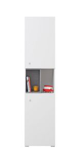 Chambre d'adolescents - Armoire Lede 05, couleur : gris / blanc - Dimensions : 190 x 45 x 40 cm (H x L x P)