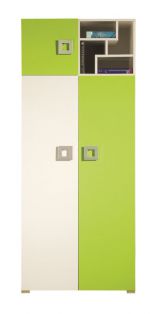 Armoire à portes battantes de la chambre des jeunes / armoire Namur 02, couleur : vert / beige - Dimensions : 197 x 80 x 52 cm (h x l x p)