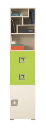 Étagère de la chambre des jeunes Namur 04, couleur : vert / beige - Dimensions : 197 x 45 x 44 cm (h x l x p)