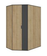 Armoire à portes battantes de la chambre des jeunes / armoire d'angle Sprimont 01, couleur : gris / chêne - Dimensions : 195 x 145 x 95 cm (H x L x P)
