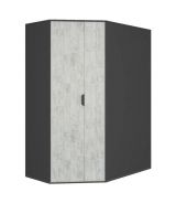 Armoire à portes battantes de la chambre des jeunes / armoire d'angle Sprimont 01, couleur : gris foncé / gris clair - Dimensions : 195 x 145 x 95 cm (H x L x P)
