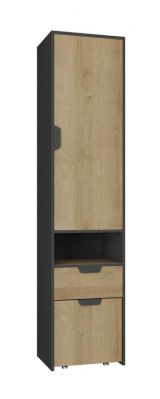 Armoire de la chambre des jeunes Sprimont 03, couleur : gris / chêne - Dimensions : 195 x 45 x 40 cm (H x L x P)