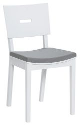 Chaise rembourrée, chêne massif, couleur : blanc - Dimensions : 86 x 43 x 50 cm (H x L x P)
