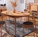 Table de salle à manger à ralonge Wellsford 55, en bois de hêtre massif huilé - Dimensions : 200-290 x 90 cm (l x p)