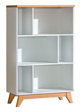Bibliothèque Panduros 06, couleur : blanc pin / brun chêne - Dimensions : 128 x 80 x 40 cm (H x L x P)